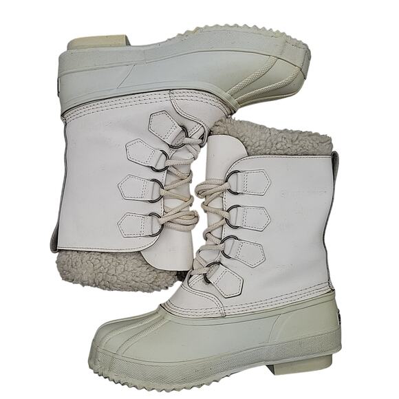 Polaris Winter Snow Boots Women’s 8 White Mid Calf Faux Fur Lace Up Steel Shank - Picture 6 of 15